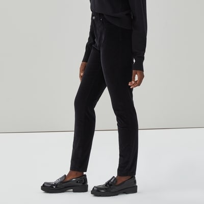 Pantalon à taille haute en velours côtelé - Noir JF