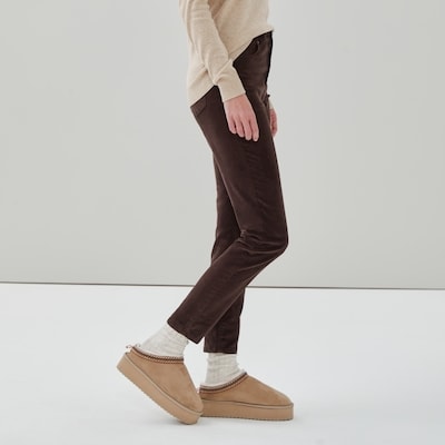 Pantalon à taille haute en velours côtelé - Brun Foncé