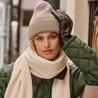 Bonnet en tricot côtelé - Brun Kaki