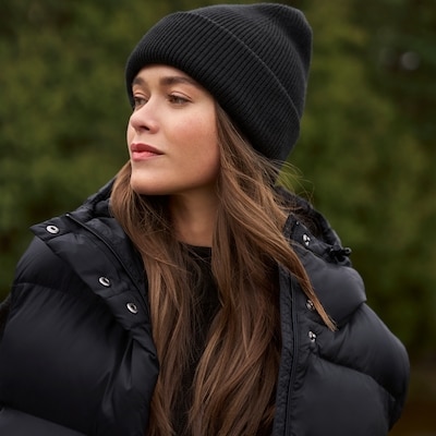 Bonnet en tricot côtelé - Noir