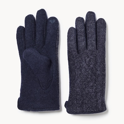 Gants à mailles torsadées - Mélange de marine foncé