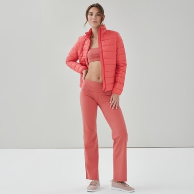 Mock Neck Puffer Jacket - Coral