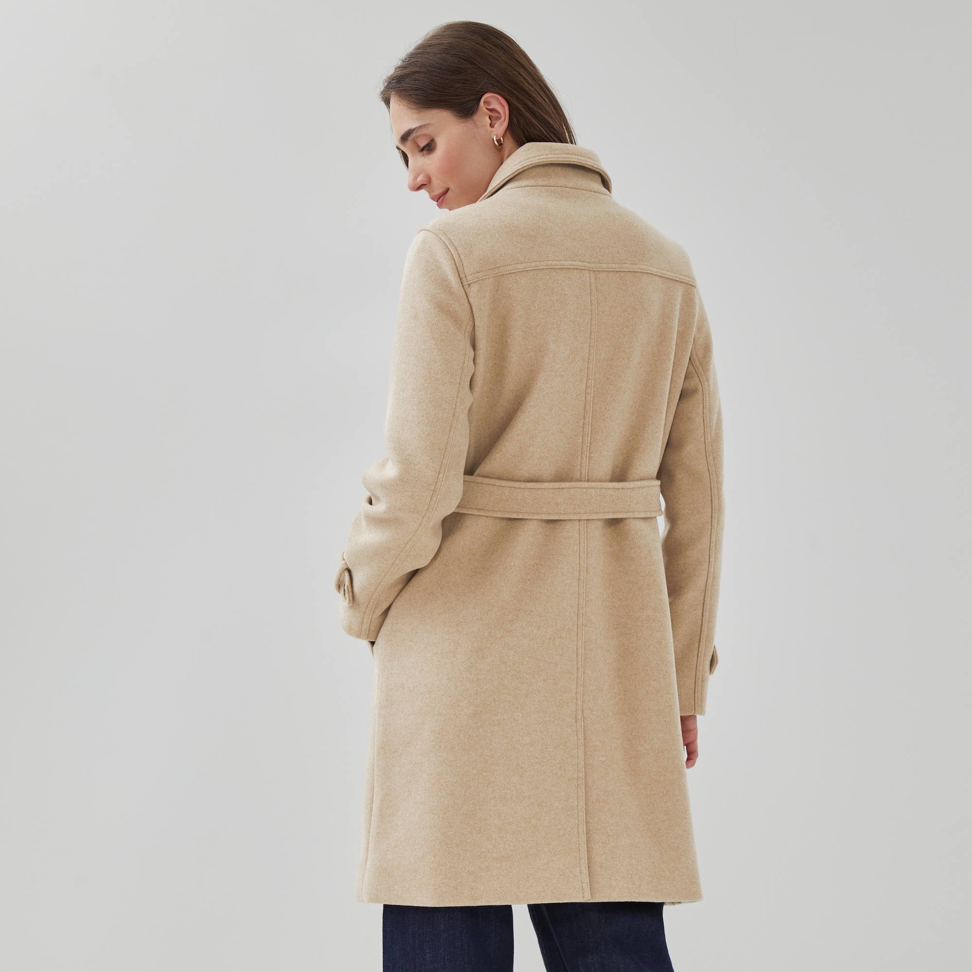 Double-Breasted Coat in Light Brown Mix from Joe Fresh