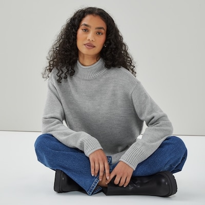 Mock Neck Sweater - Grey Mix