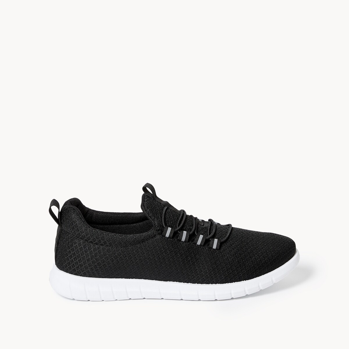 Athletic Lace Up Knit Sneakers - Black
