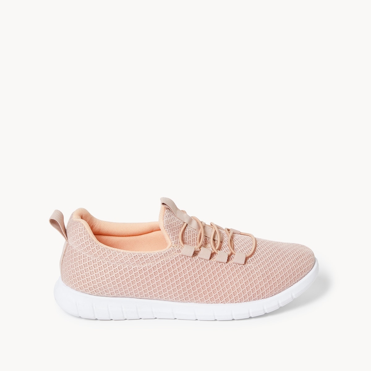 Athletic Lace Up Knit Sneakers - Light Pink