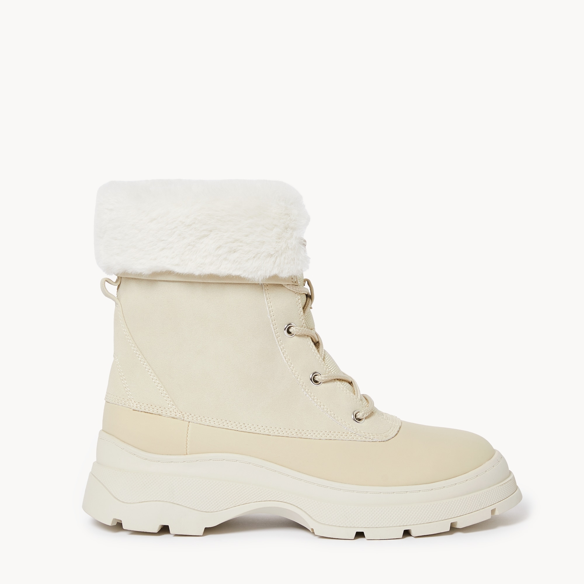 Fold-Over Winter Boots in Cream from Joe Fresh