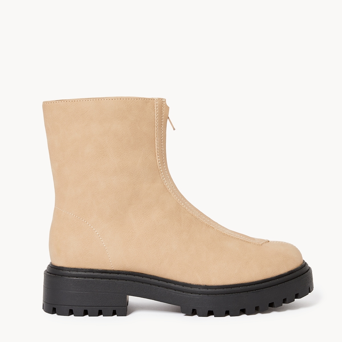 Front-Zip Dress Boots - Taupe