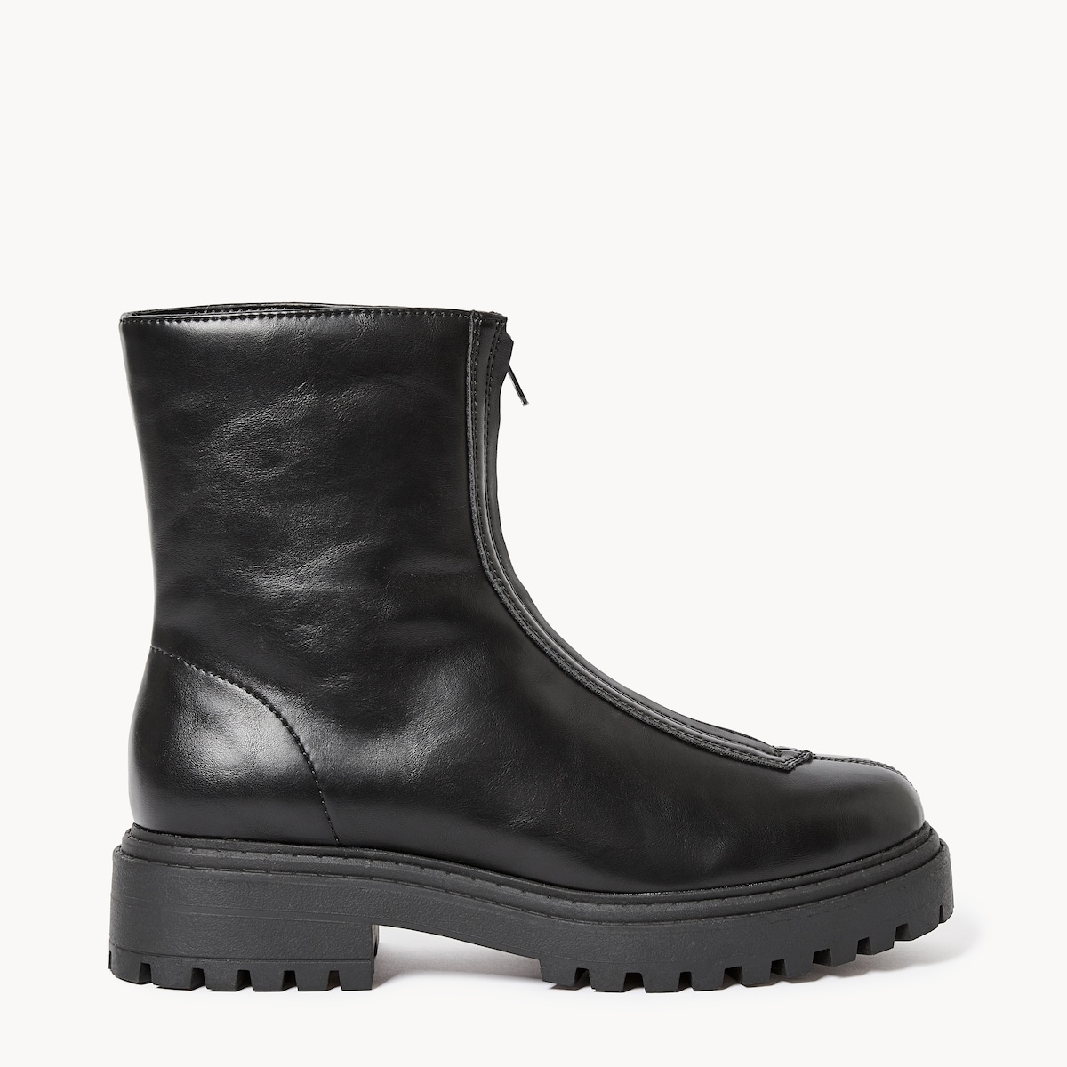 Front-Zip Dress Boots - Black