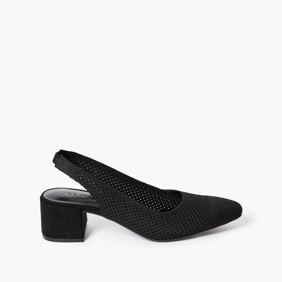 Knit Mesh Slingback Heels - Black