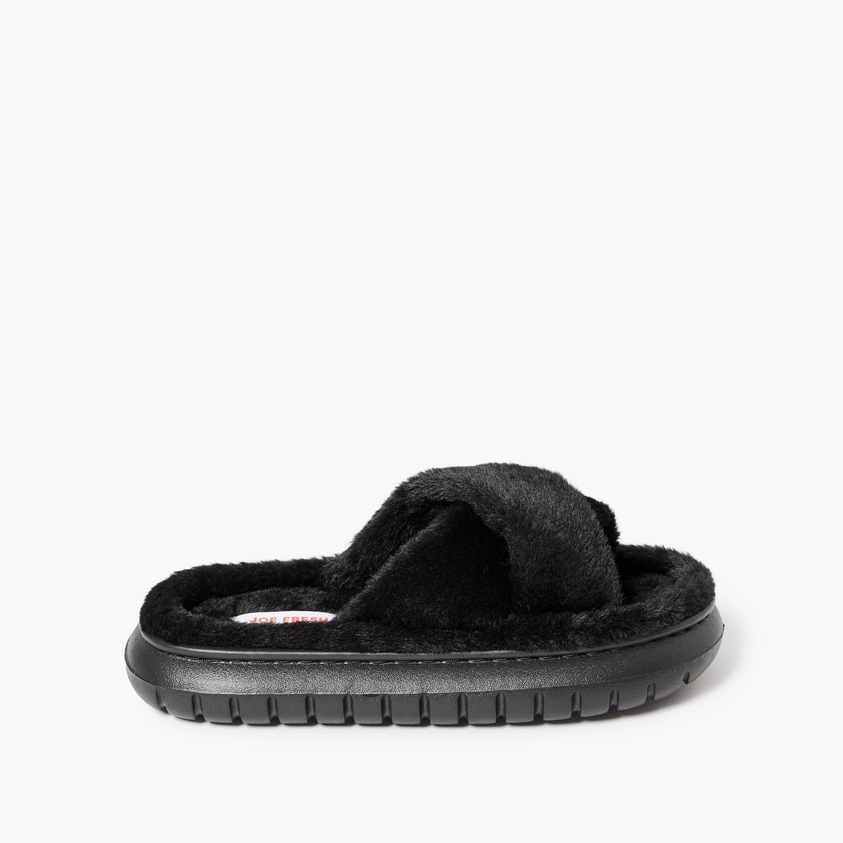 Faux Fur Slide Slippers - Black
