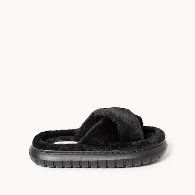 Faux Fur Slide Slippers - Black