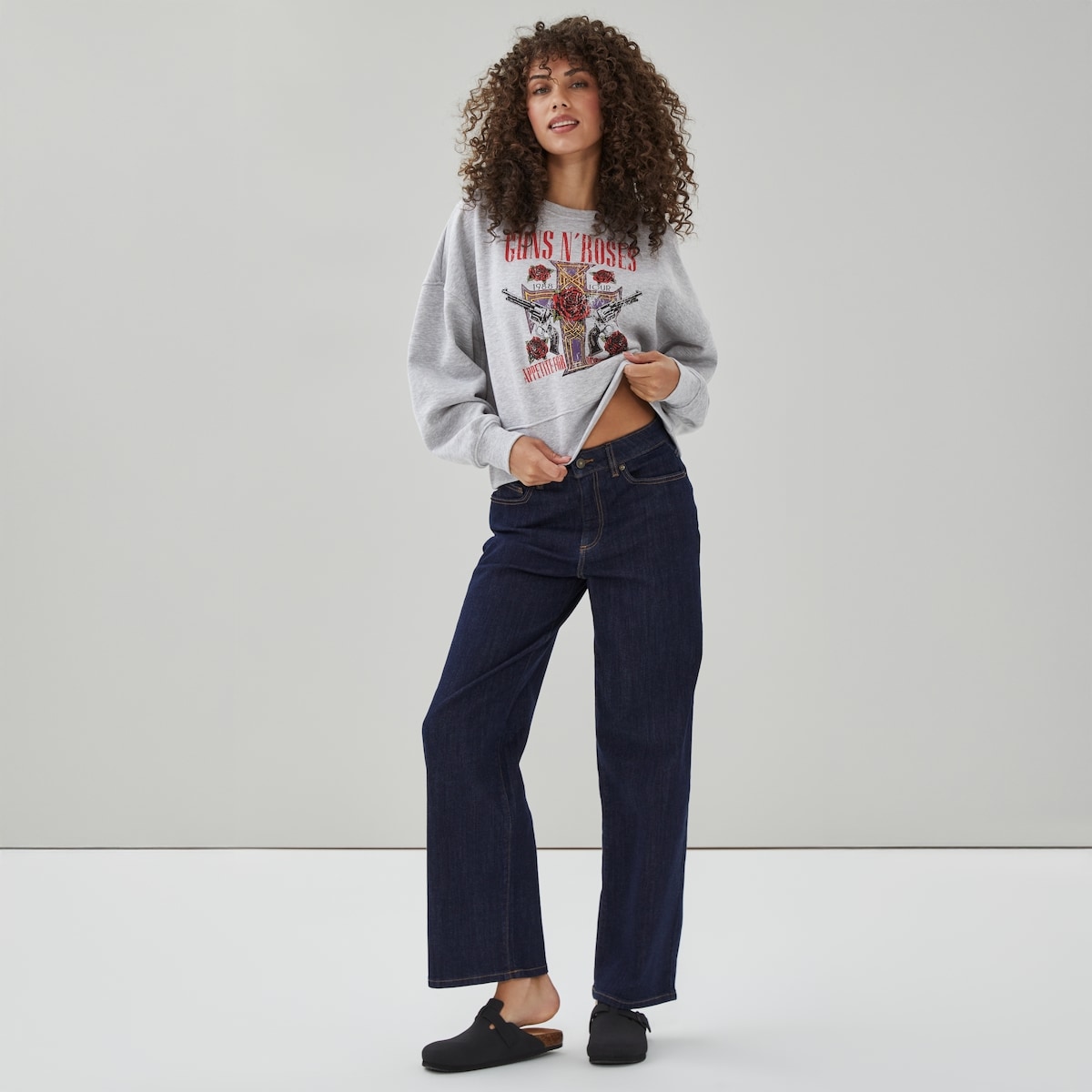 Chandail court en molleton GunsNRoses - Mlange De Gris