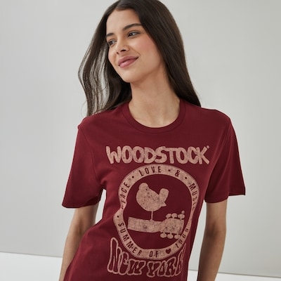 Woodstock Relaxed Graphic T-Shirt - Dark Red