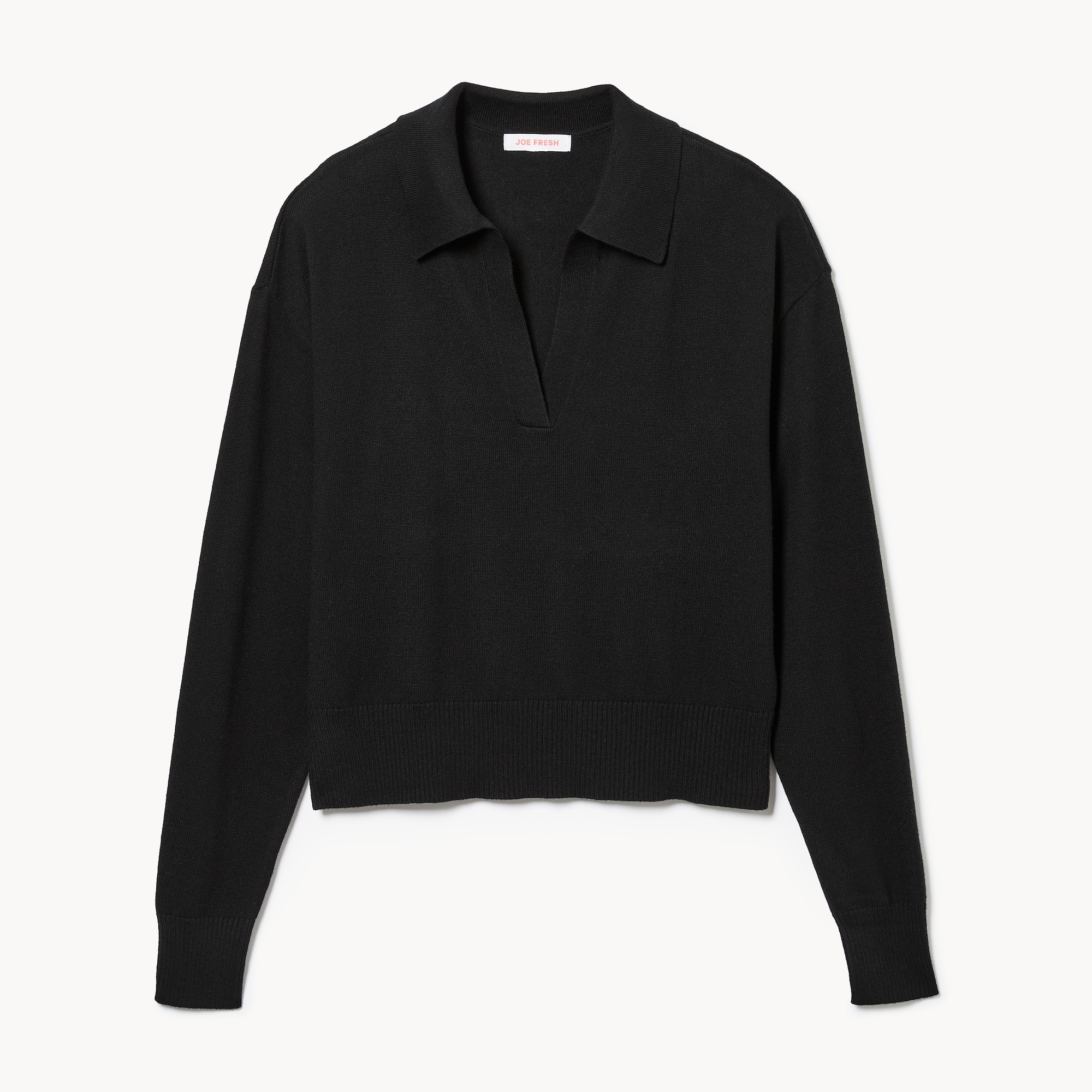 トップス FreshServiceWOOLYSTRETCHTAB-COLLARSHIRT Cotton Cashmere Collared Sweater in JF Black from Joe Fresh