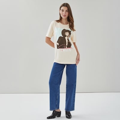 T-shirt décontracté imprimé Shania Twain - Crème