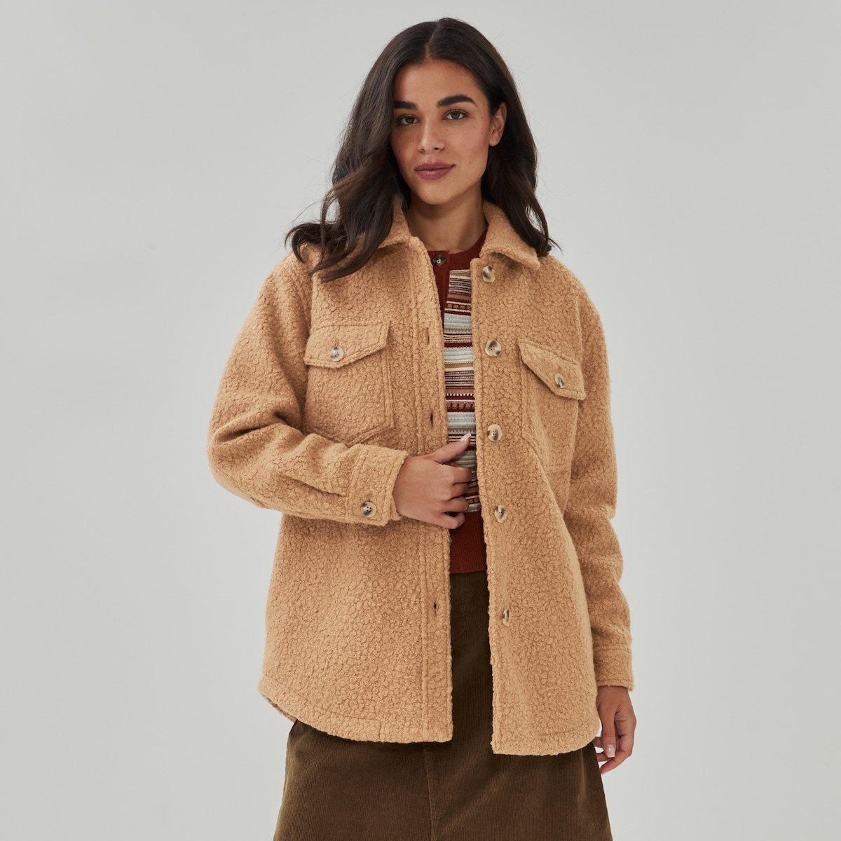 Wool Shacket - Light Brown