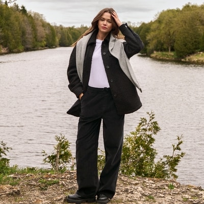 Veste chemise en laine - Noir JF