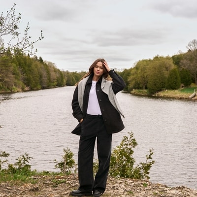 Veste chemise en laine - Noir JF