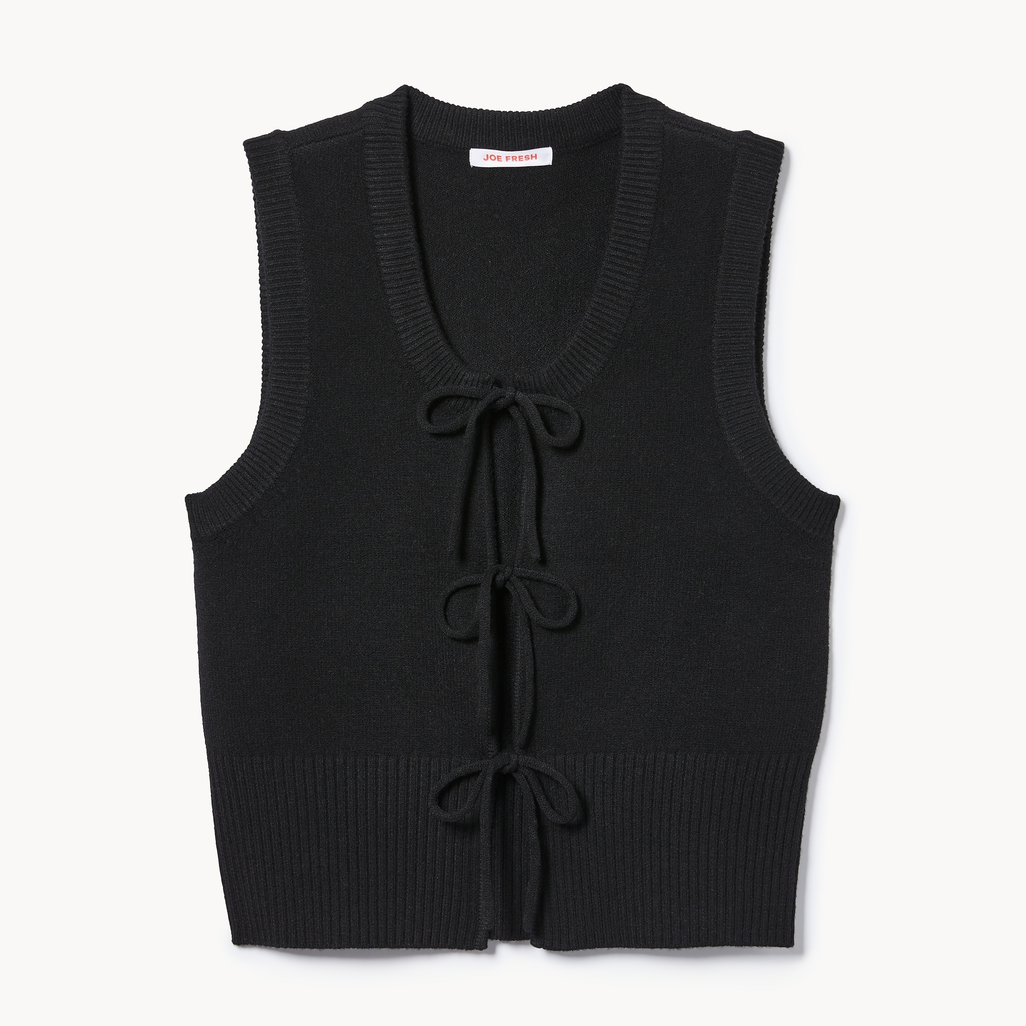 BRIEFING ◆WOMENS WR CREW NECK KNIT VEST Tie-Front Sweater Vest in JF Black from Joe Fresh