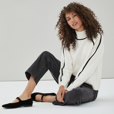 NVLT High Neck Contrast Sweater - Off White