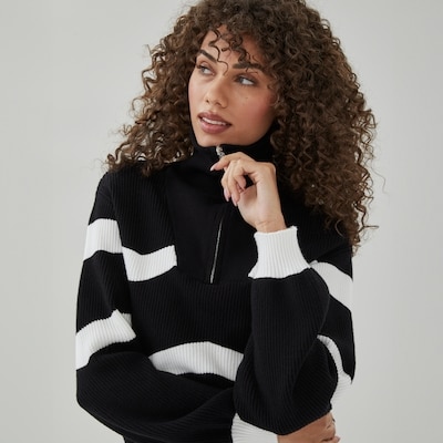 NVLT Printed Half-Zip Sweater - Black