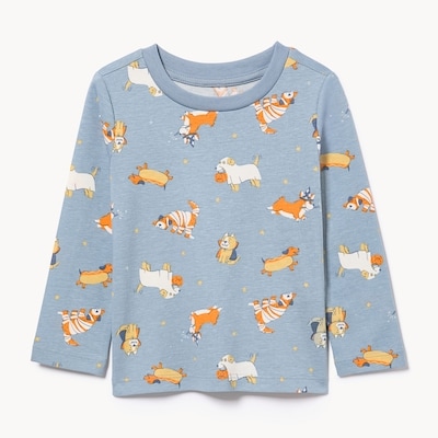 Baby Boys' Printed Long Sleeve Top - Dusty Blue