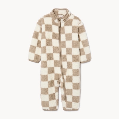 Baby Boys' Teddy Fleece Printed Romper - Off White