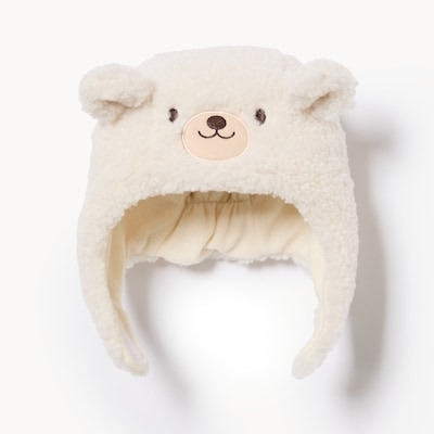Baby Boys' Teddy Bear Trapper Hat - Off White