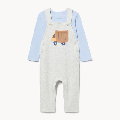 Baby Boys' Fleece Overall Set - Pale Grey