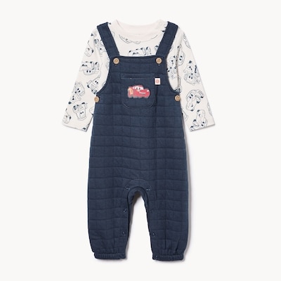 Ens. salopette Les Bagnoles Disney, bébés garçons - Marine