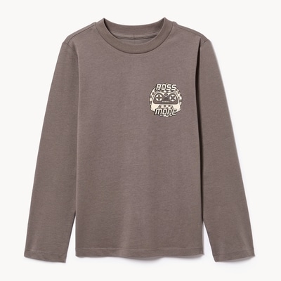 Kid Graphic Long Sleeve Top - Grey