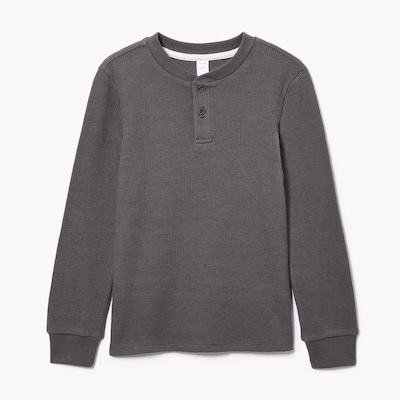 Haut à col boutonné en tricot gaufré pour garçons - Anthracite