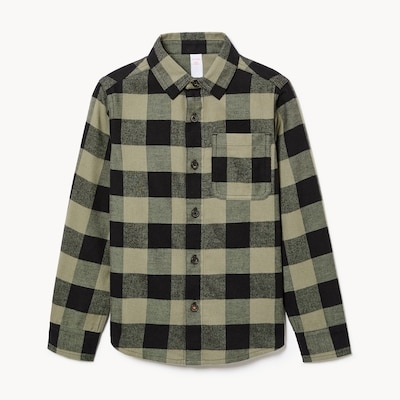 Chemise boutonnée à carreaux pour garçons - Olive Pâle
