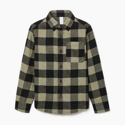 Chemise boutonnée à carreaux pour garçons - Olive Pâle