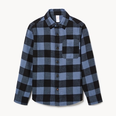 Kid Boys' Plaid Button-Up Shirt - Dark Vintage
