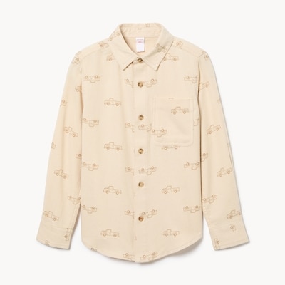 Kid Boys' Printed Button-Up Shirt - Sand