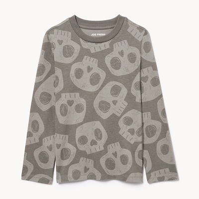 Kid Printed Long Sleeve Top - Grey