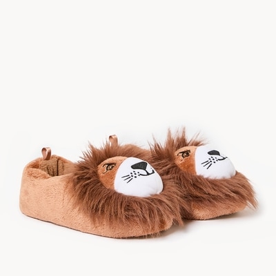 Kid Boys' Lion Slippers - Brown