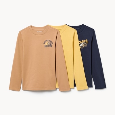 Ens. de 3 t-shirts à manches longues pour enfants - Marine foncé
