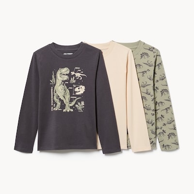 Ens. de 3 t-shirts à manches longues pour enfants - Anthracite