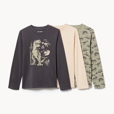 Ens. de 3 t-shirts à manches longues pour enfants - Anthracite
