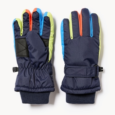 Kid Boys' Colourblocked Snow Gloves - Dark Navy