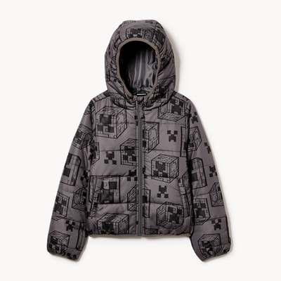 Kid Boys' Minecraft Puffer Jacket - Slate Grey