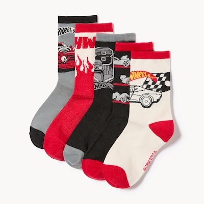 Ens. de 5 paires de chaussettes tube Hot Wheels - Rouge