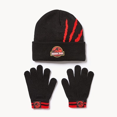 Kid Boys' Jurassic World Toque and Mittens Set - Black