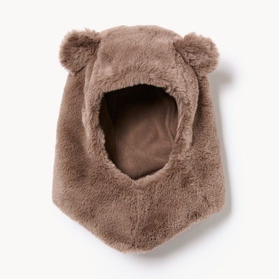 Toddler Boys' Faux Fur Bear Face Cover - Brown