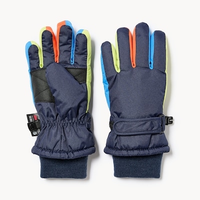 Gants de neige à bandes de couleur, petits garçons - Marine foncé
