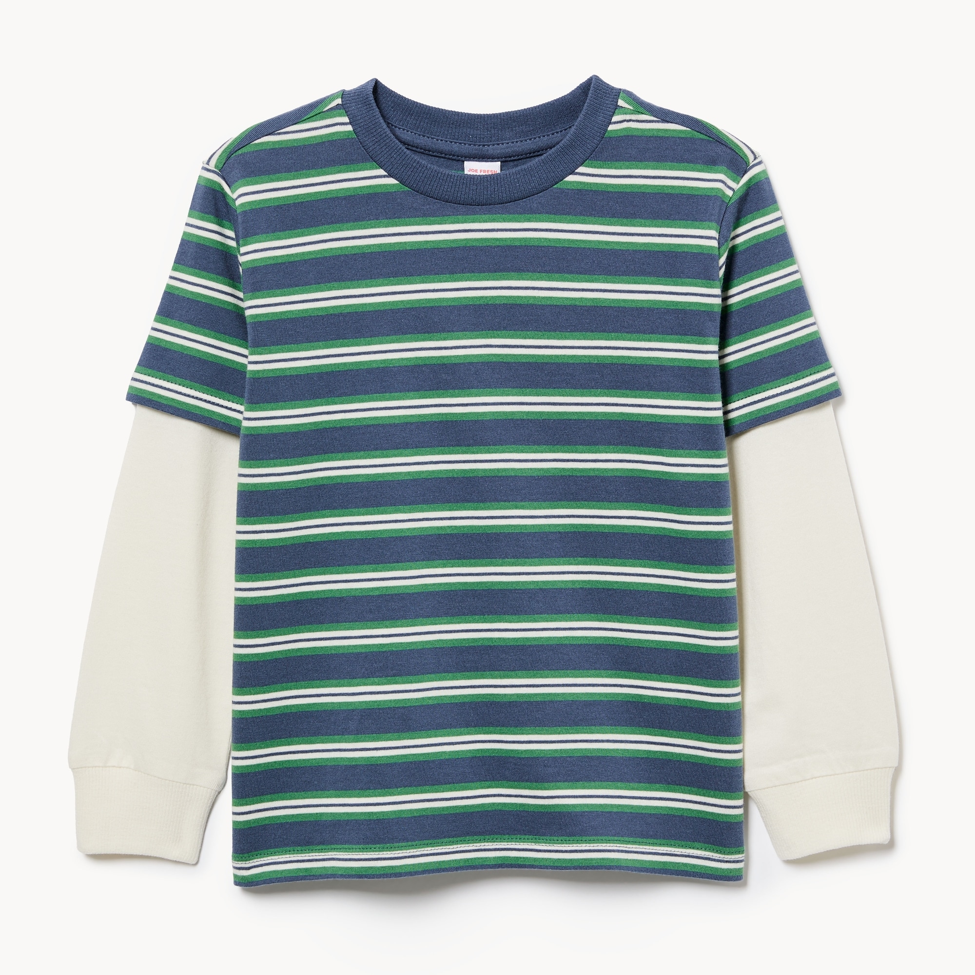 T-shirt rayé à manches longues en trompe-l’œil