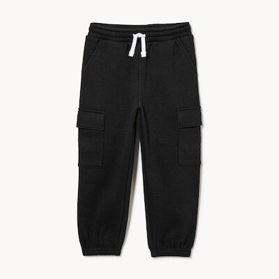 Pantalon de jogging cargo molleton, petits garçons - Noir JF